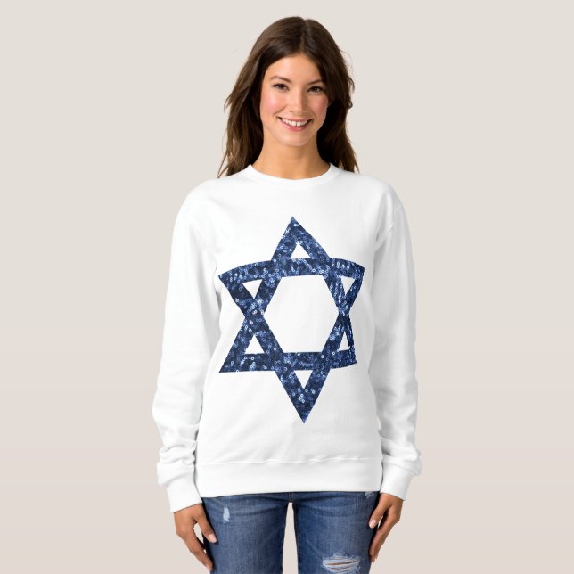 sequin star of david womens sweatshirt (Front Full)
