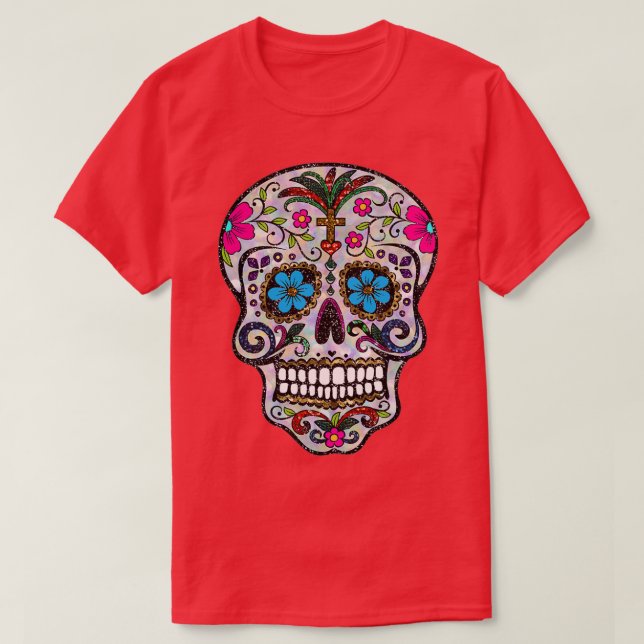 sequin Sugar Skulls T-Shirt (Design Front)