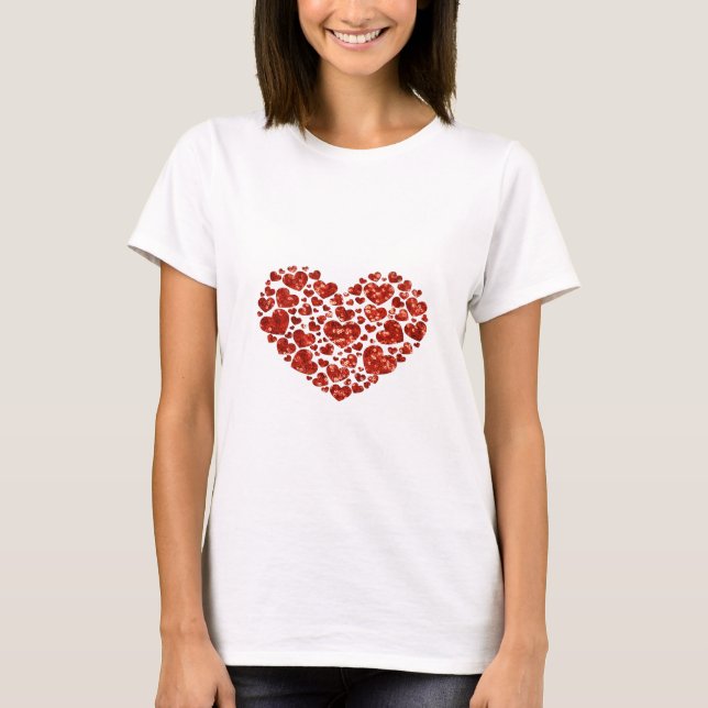 sequin valentines day heart T-Shirt (Front)