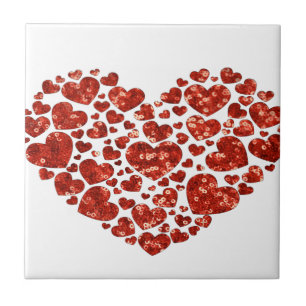 sequin valentines day heart tile