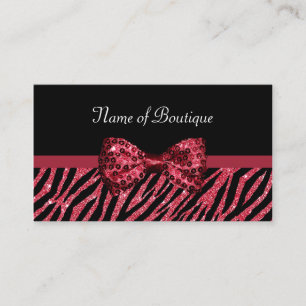 Sequin Zebra Boutique Bow Business Card