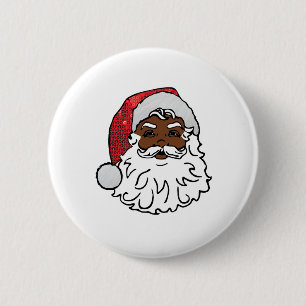 sequined black santa claus 6 cm round badge