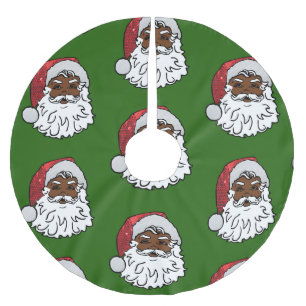 sequined black santa claus brushed polyester tree skirt