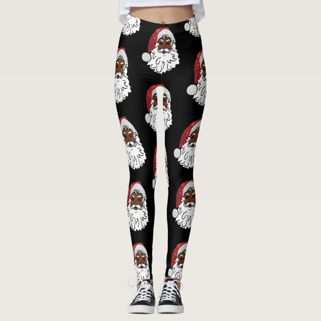 sequined black santa claus leggings (Front)