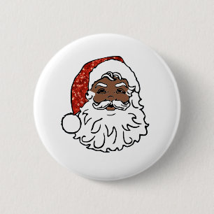 sequins black santa claus 6 cm round badge
