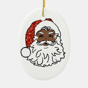sequins black santa claus ceramic tree decoration