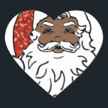 sequins black santa claus heart sticker<br><div class="desc">"black santa", "african american", "afro american", "african christmas""african santa", kwanzaa, kwanza, "black christmas""santa claus", christmas, xmas, "red white", sequins, glitter, santa, "funny christmas", retro, </div>