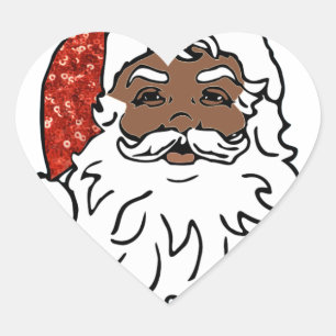 sequins black santa claus heart sticker