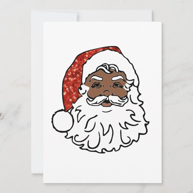 sequins black santa claus holiday card (Front)