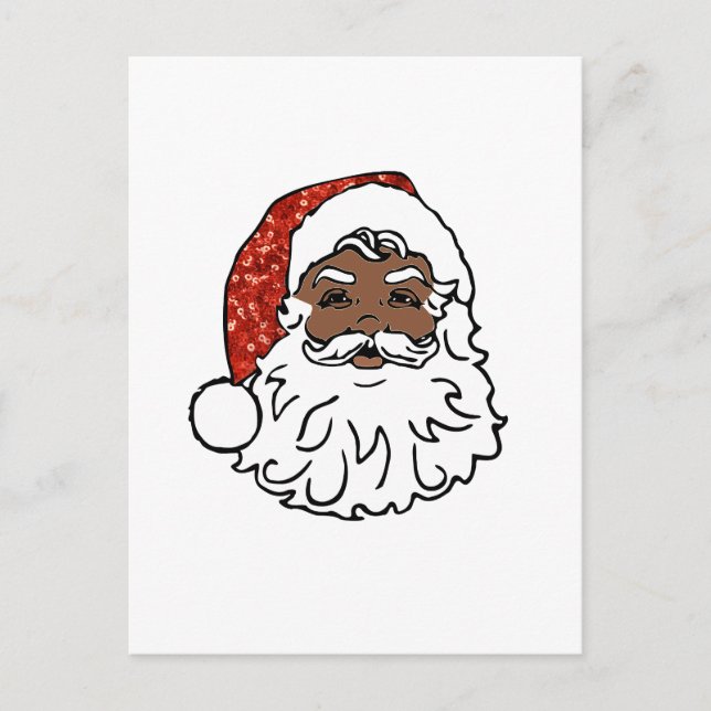 sequins black santa claus holiday postcard (Front)