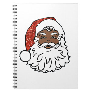 sequins black santa claus spiral notebook