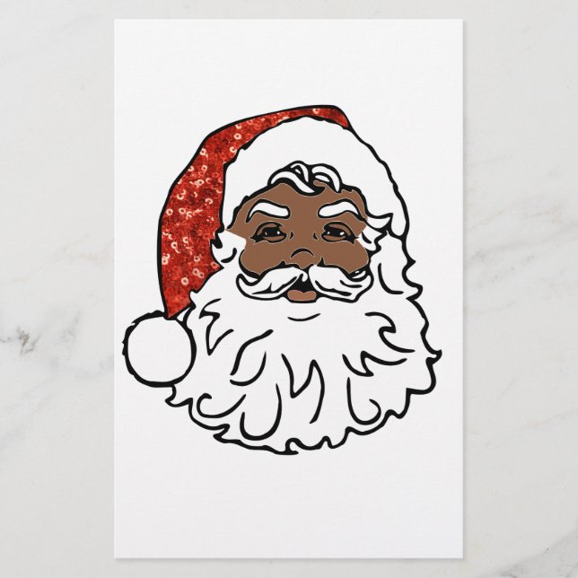 sequins black santa claus stationery (Front)