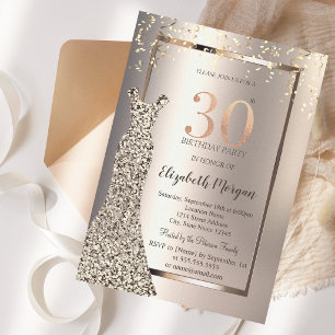 Sequins Dress Confetti Ivory 30th Birthday Invitation