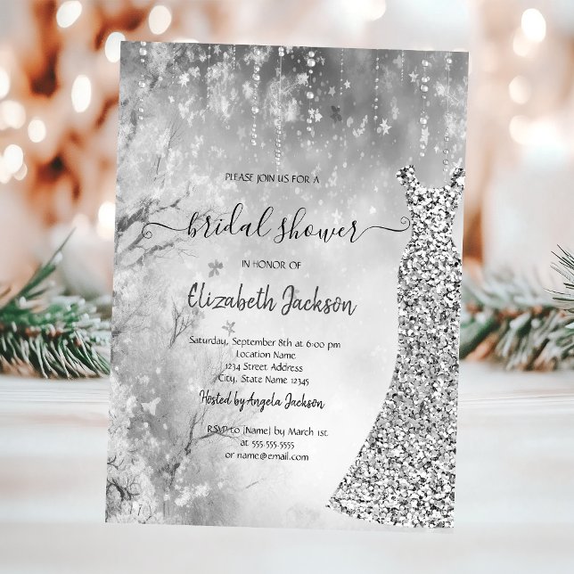 Sequins Dress Winter Landscape Bridal Shower Invitation (Creator Uploaded)