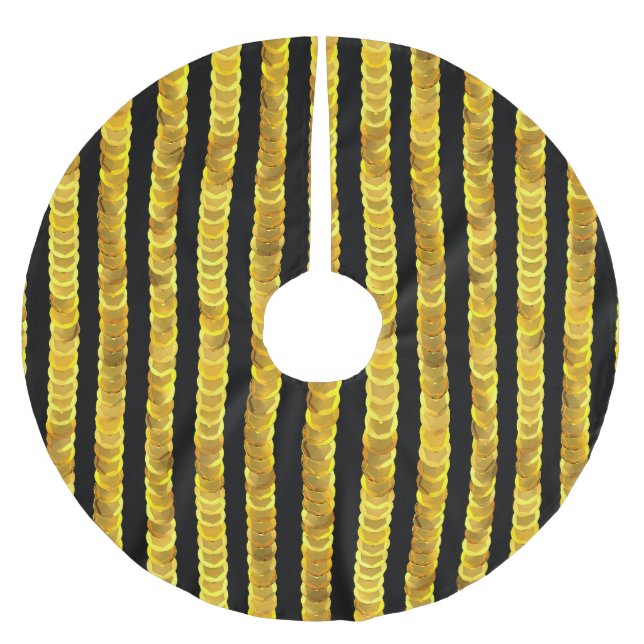 Sequins pattern, beads, rhinestones, 3D fashion. Brushed Polyester Tree Skirt (Front)