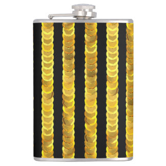 Sequins pattern, beads, rhinestones, 3D fashion. Hip Flask