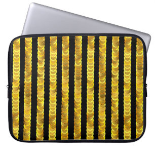 Sequins pattern, beads, rhinestones, 3D fashion. Laptop Sleeve