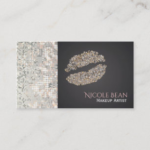 Sequins & Silver Gold Lips Chic Business Card