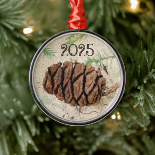 Sequoia Cone in Sand Metal Tree Decoration