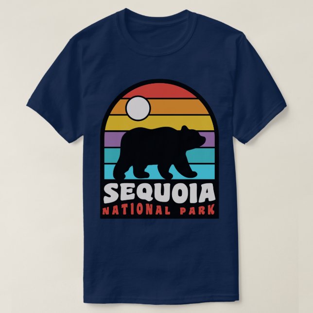 Sequoia National Park Bear Badge Retro Sunset T-Shirt (Design Front)