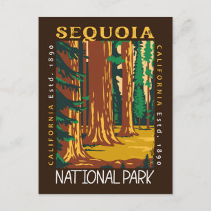 Sequoia National Park California Retro Distressed Postcard