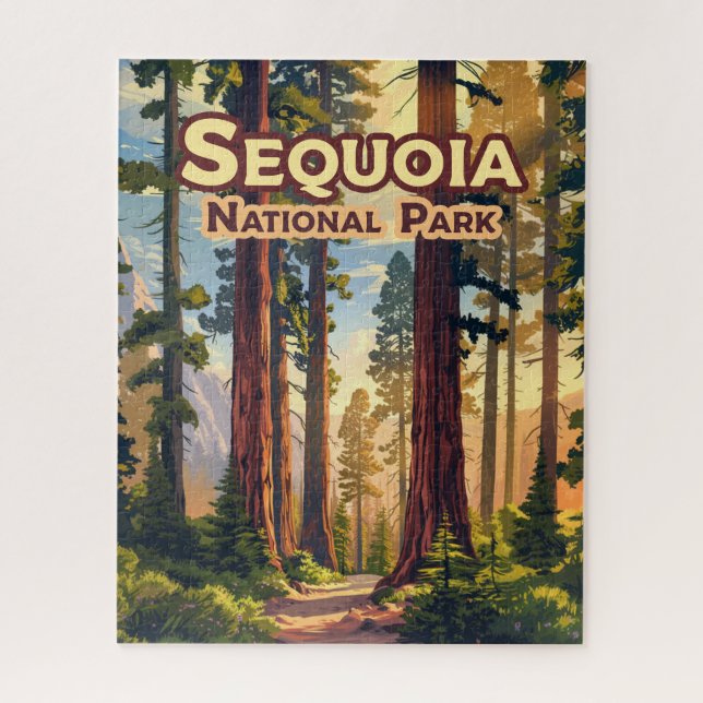 Sequoia National Park California Tree Retro  Jigsaw Puzzle (Vertical)