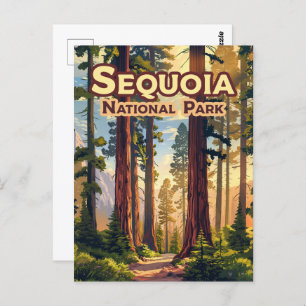 Sequoia National Park California Tree Retro Postcard