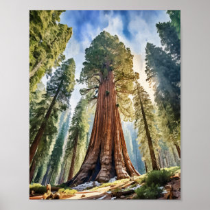 Sequoia National Park California Watercolor Poster