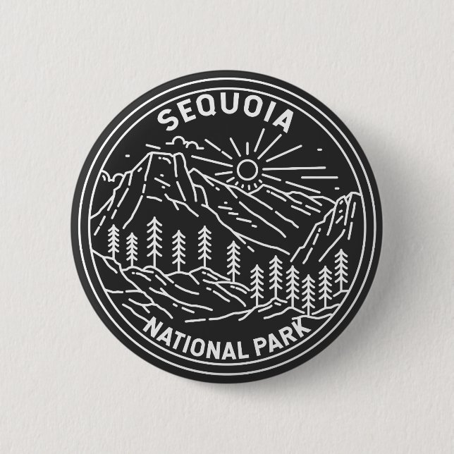Sequoia National Park Giant Sequoia Trees Monoline 6 Cm Round Badge (Front)
