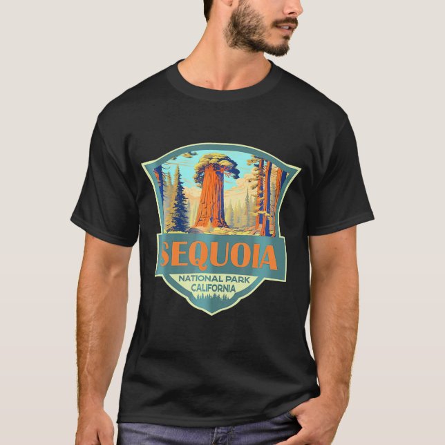 Sequoia National Park Illustration Travel Retro Ba T-Shirt (Front)