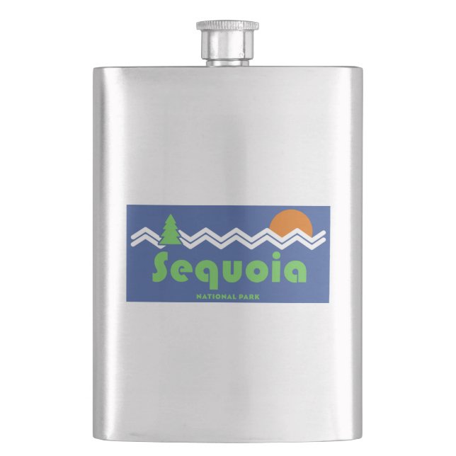 Sequoia National Park Retro Hip Flask (Front)