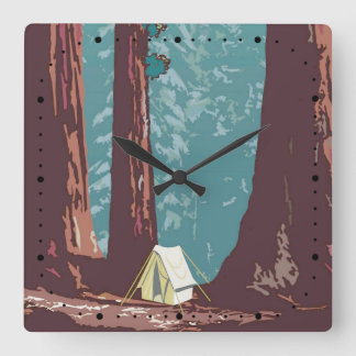 Sequoia National Park Tent Camping Square Wall Clock