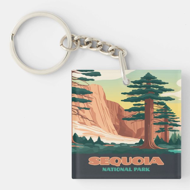 Sequoia National Park Trees Mountains Key Ring (Front)