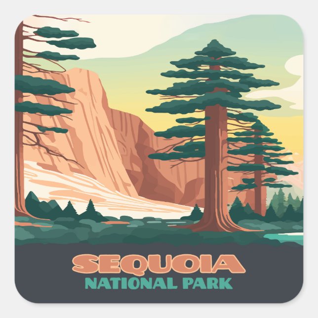 Sequoia National Park Trees Mountains  Square Sticker (Front)
