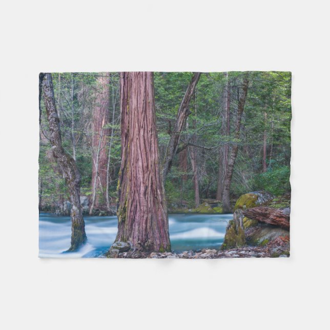 Sequoias & Merced River Yosemite National Park, CA Fleece Blanket (Front (Horizontal))
