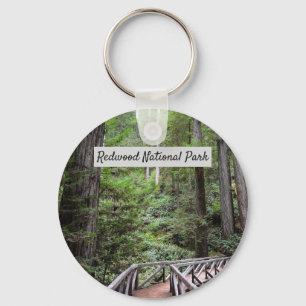 Sequoias with Wood Bridge   Redwood National Park Key Ring