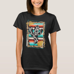 SERAPE CACTUS Leopard Cow Pattern Print Cowgirl Ro T-Shirt
