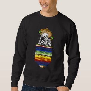 Serape Calaca Blanket Pocket Mexican Fiesta Party  Sweatshirt