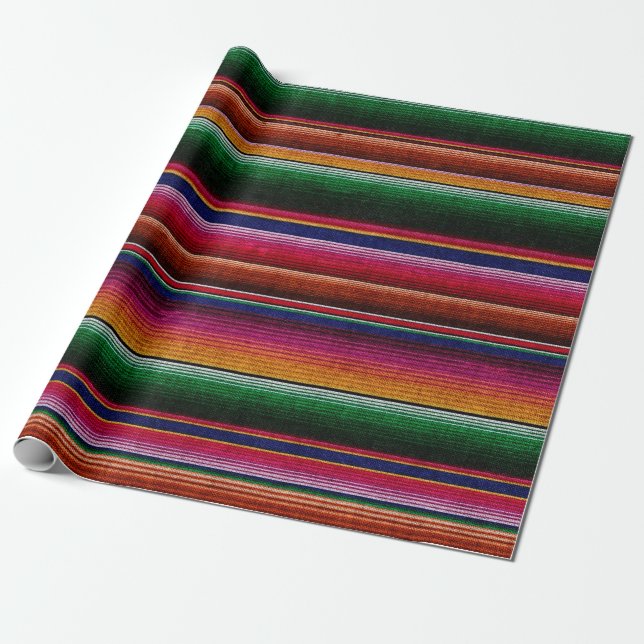 Serape Fabric Texture Colourful Mexican Blanket Wrapping Paper (Unrolled)