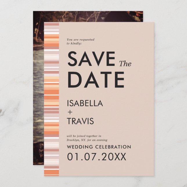 Serape  Fall Season Stripes | Photo Save the Date Invitation (Front/Back)