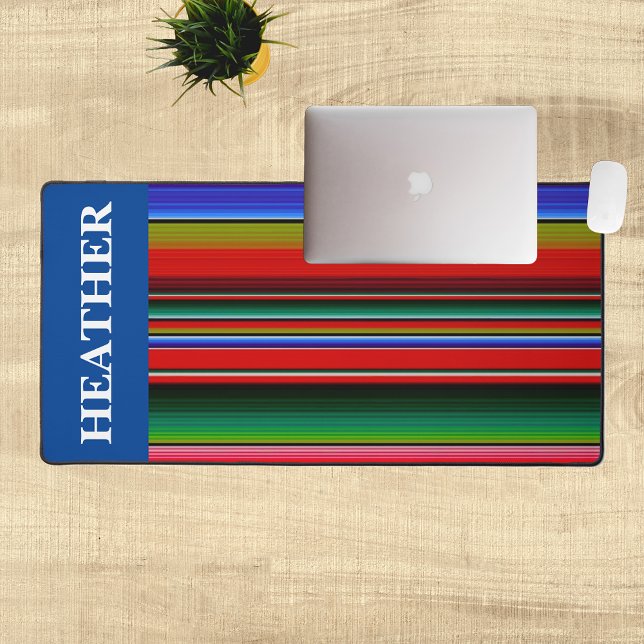 Serape Mexican Stripes Monogram Name Desk Mat (Creator Uploaded)