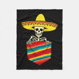 Serape skeleton mariachi pocket cinco de mayo fleece blanket