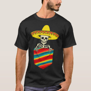 Serape skeleton mariachi pocket cinco de mayo T-Shirt