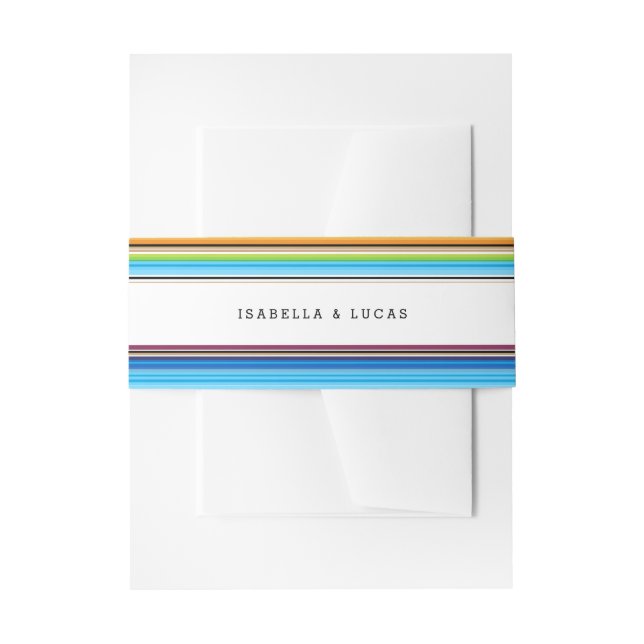 Serape Spring | Lateral Stripes Wedding Invitation Belly Band (Front Example)