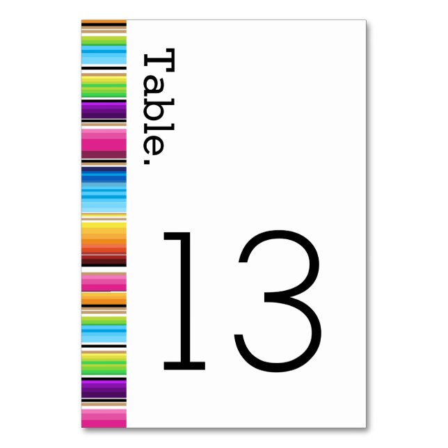 Serape Spring Stripes Wedding Table Number (Back)