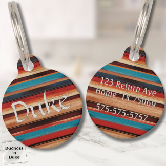 Serape Stripe Personalised Dog Name Pet ID Tag