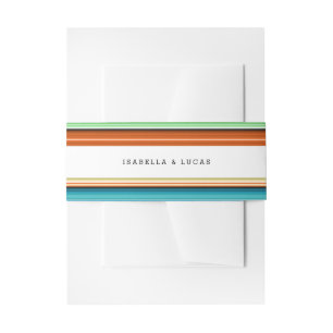 Serape Summer Lateral Stripes Wedding Invitation Belly Band