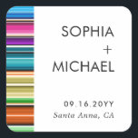 Serape Summer Stripes | Wedding Invitation  Square Sticker<br><div class="desc">A set of colourful serape Summer pattern wedding stickers in an open and minimal style.</div>