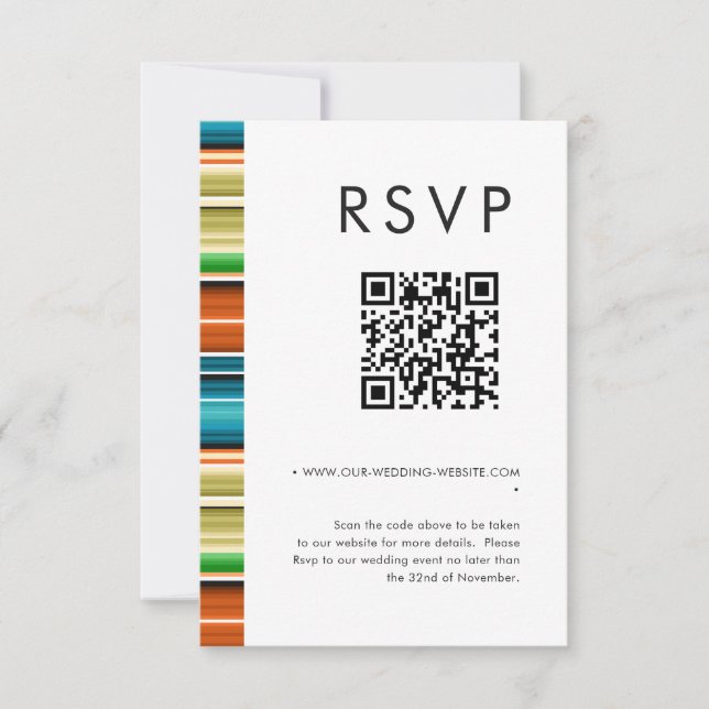 Serape Summer Stripes Wedding QR code RSVP Invitation (Front)