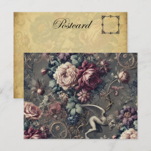 Seraph Hunting – Gothic Floral Design Holiday Postcard